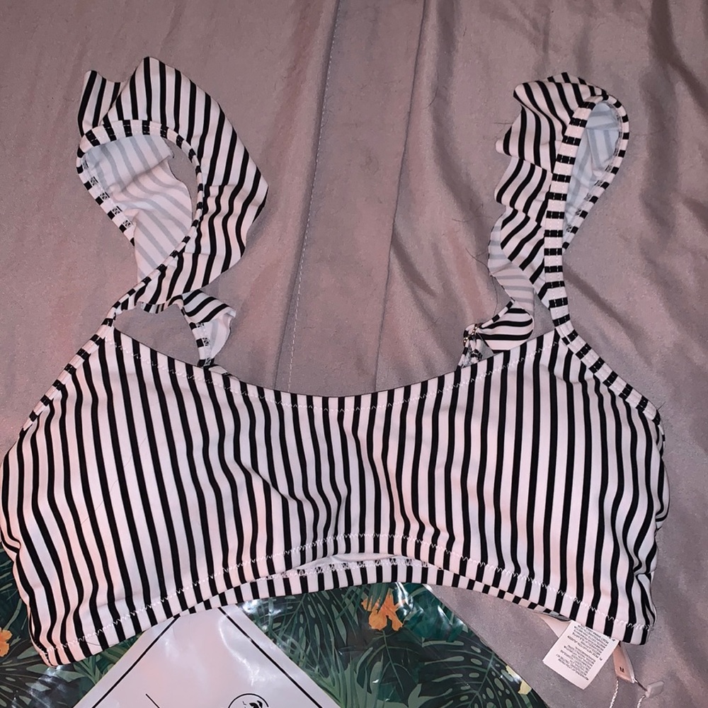 Striped bathing suit too with ruffles